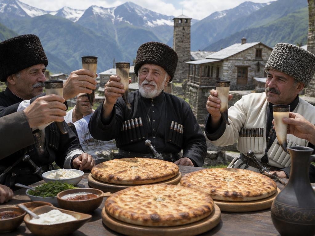 Застолье с тремя пирогами и тостом старшего